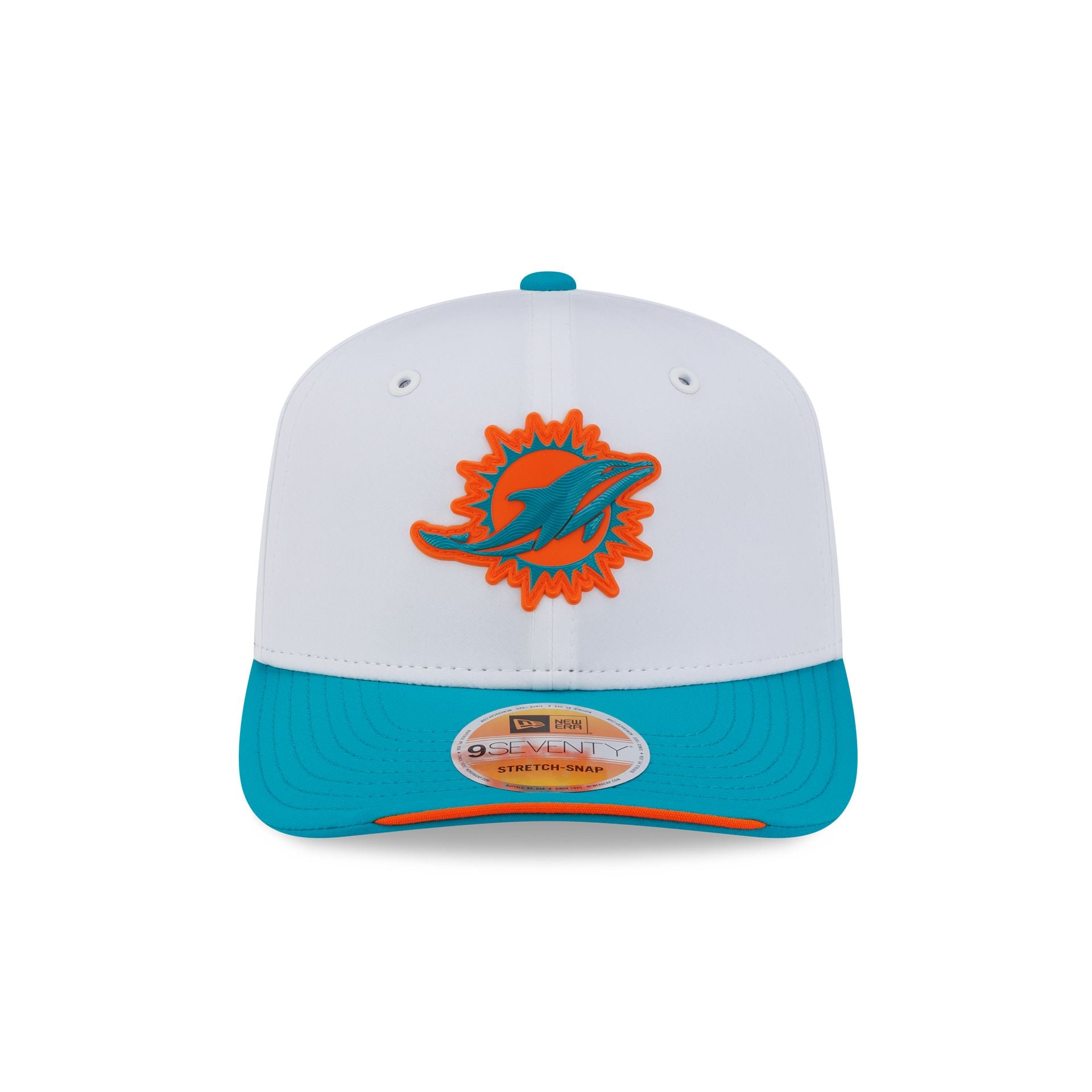 Miami Dolphins 2026 Sideline White 9SEVENTY Stretch-Snap Hat