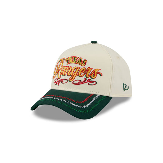 Texas Rangers Cinco de Mayo Chrome White 9FORTY A-Frame Snapback Hat - New Era Cap