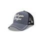 Los Angeles Dodgers Navy Brushed Chambray 9FORTY A-Frame Trucker Hat