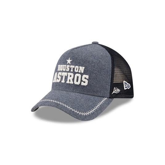 Houston Astros Navy Brushed Chambray 9FORTY A-Frame Trucker Hat - New Era Cap