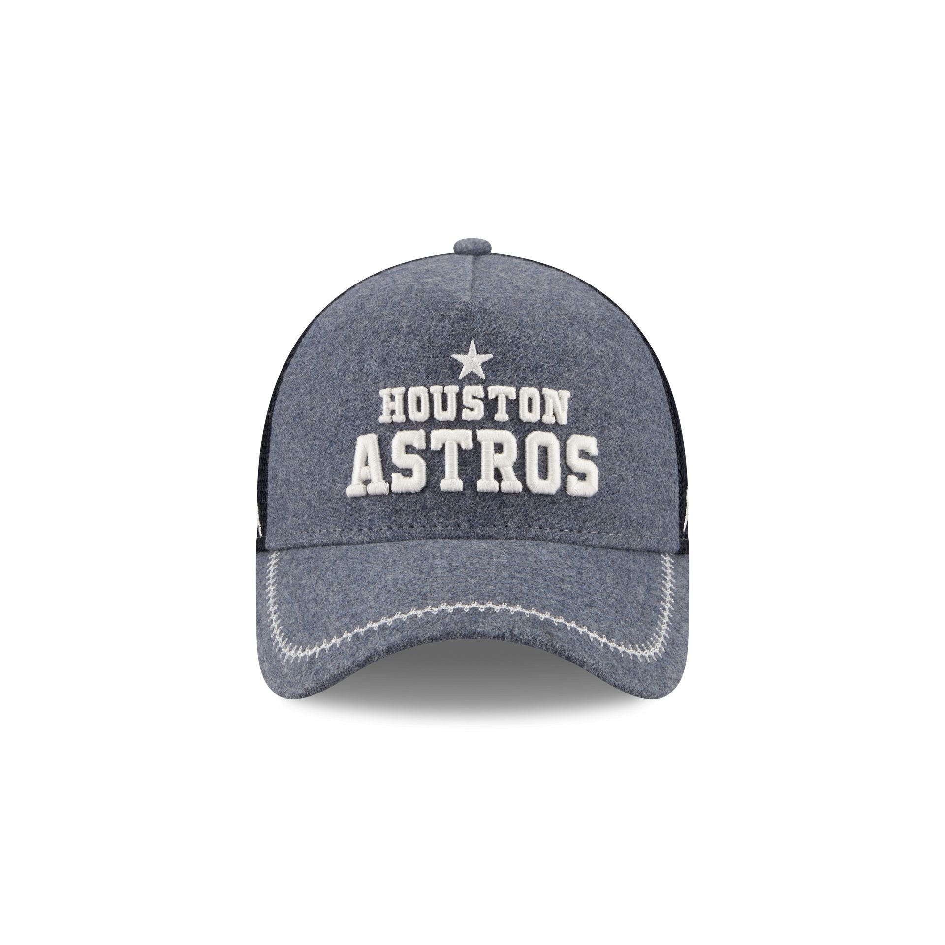 Houston Astros Navy Brushed Chambray 9FORTY A-Frame Trucker Hat