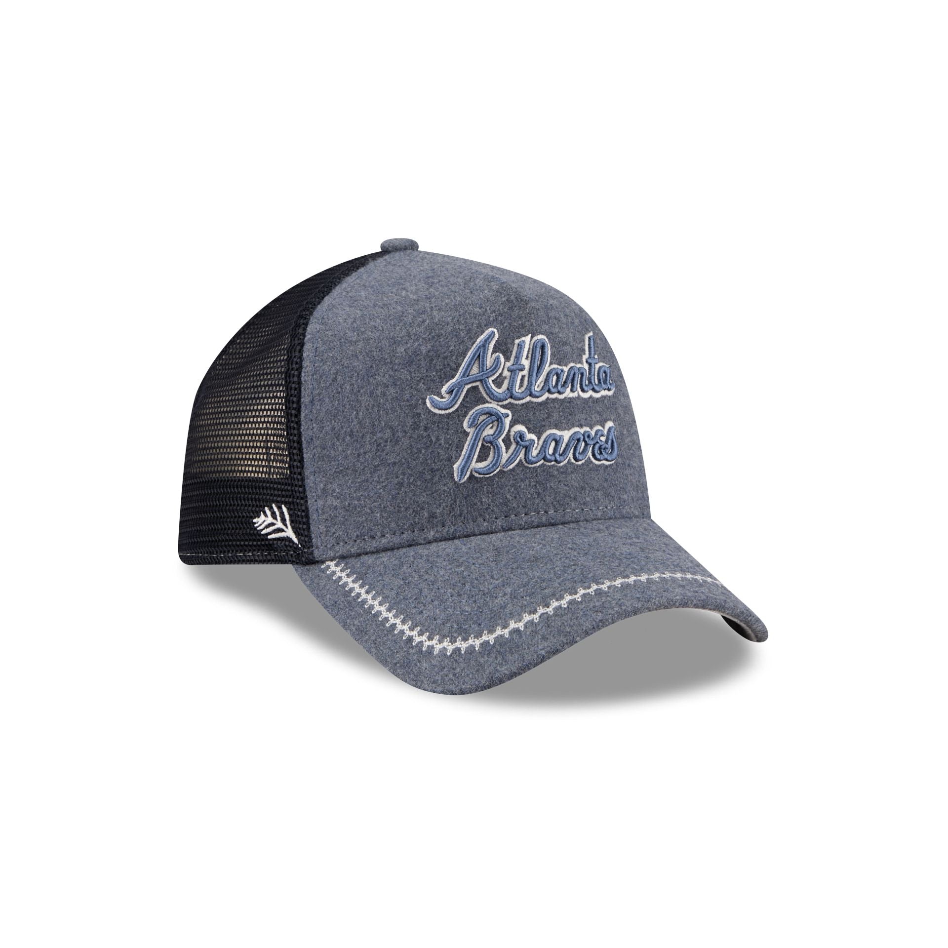 Atlanta Braves Navy Brushed Chambray 9FORTY A-Frame Trucker Hat