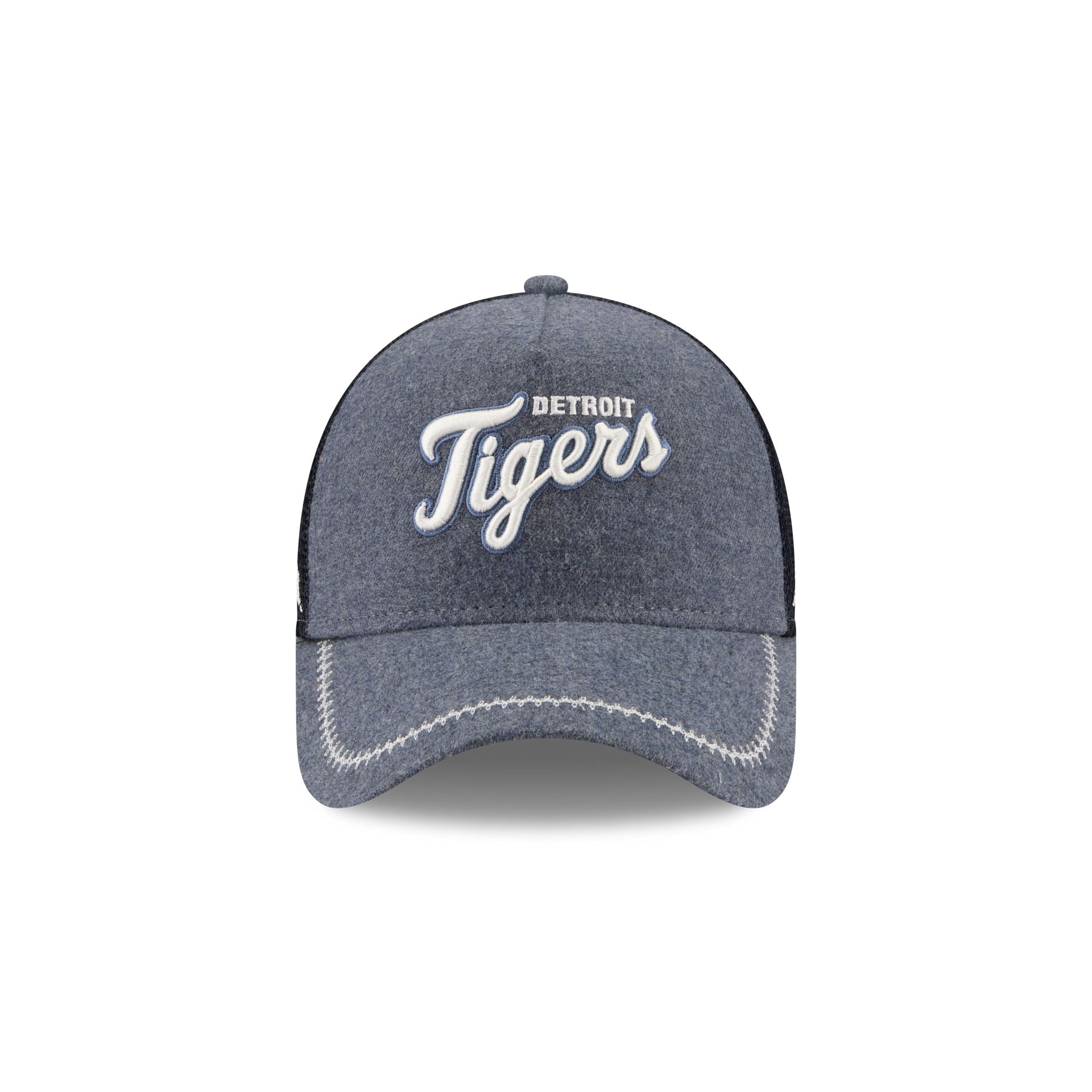 Detroit Tigers Navy Brushed Chambray 9FORTY A-Frame Trucker Hat
