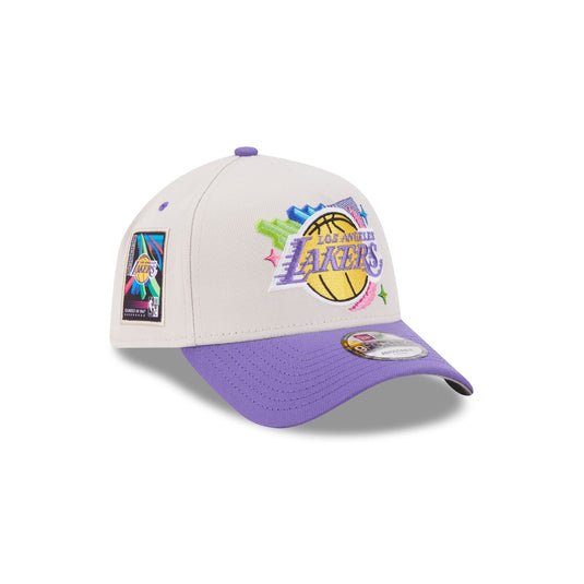 Los Angeles Lakers Hardwood Classics Retro Stone 9FORTY A-Frame Snapback Hat - New Era Cap