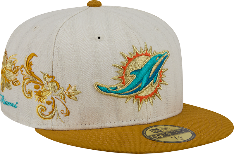 Miami Dolphins Chrome Herringbone 59FIFTY Fitted Hat