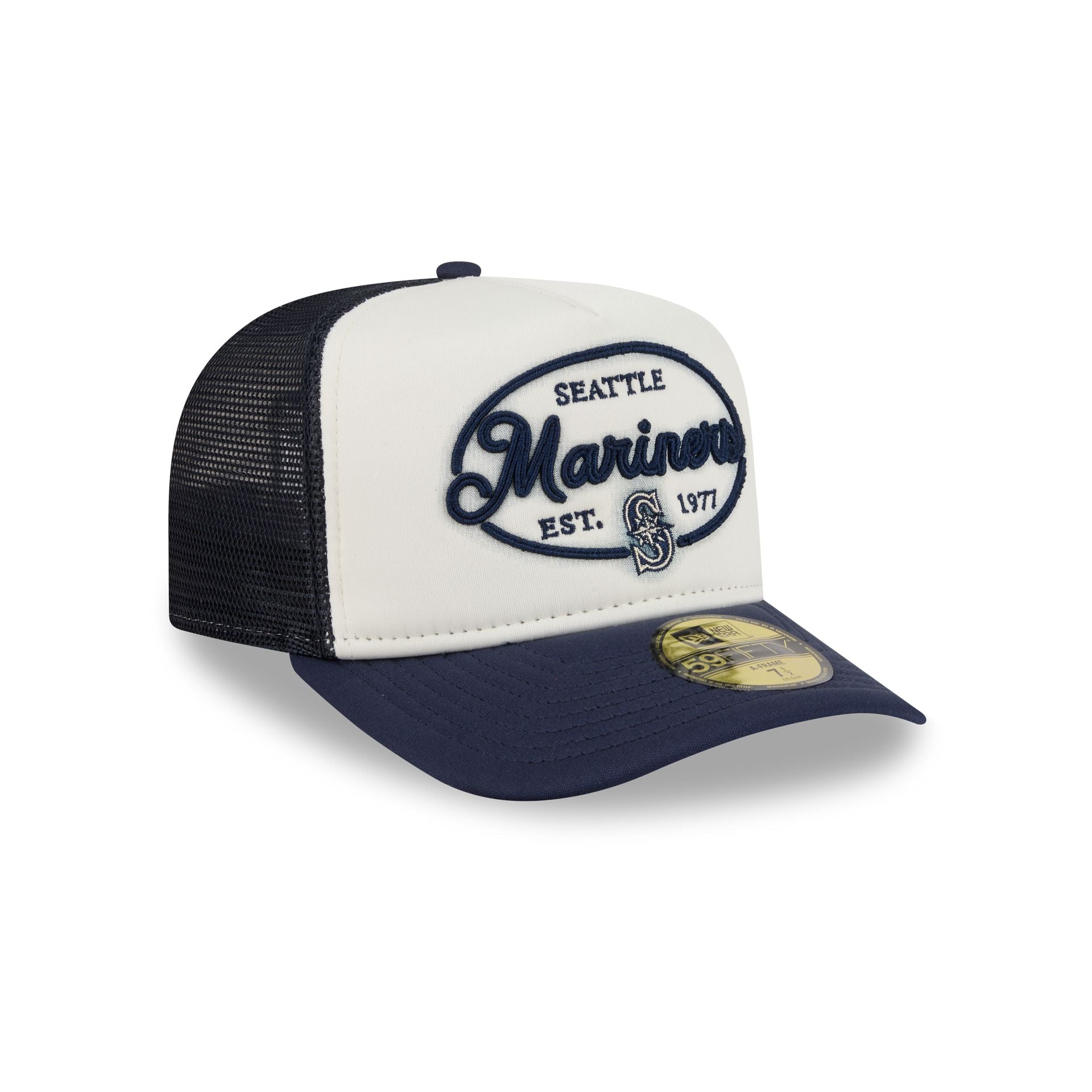 Seattle Mariners Chrome 59FIFTY Fitted Trucker Hat