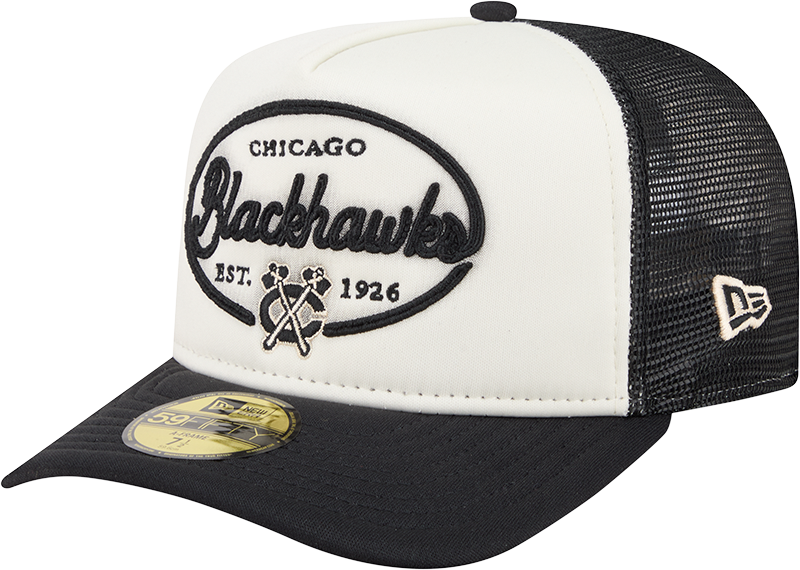 Chicago Blackhawks Chrome 59FIFTY Fitted Trucker Hat