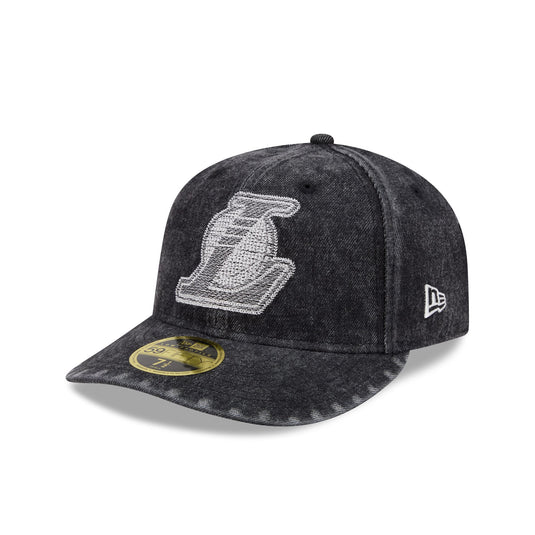 Los Angeles Lakers Black Denim Low Profile 59FIFTY Fitted Hat - New Era Cap
