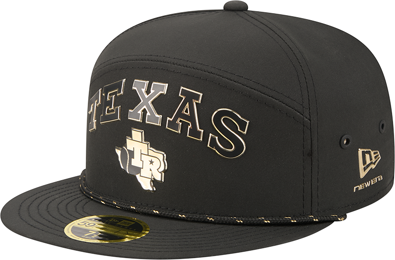 Texas Rangers Gold Logo Rope Split Panel 59FIFTY Fitted Hat