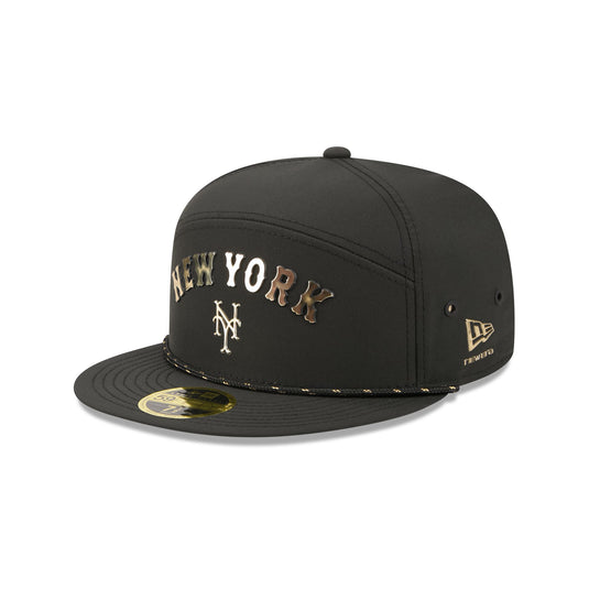 New York Mets Gold Logo Rope Split Panel 59FIFTY Fitted Hat - New Era Cap