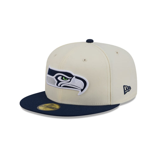 Seattle Seahawks Chrome White Basic 59FIFTY Fitted Hat - New Era Cap