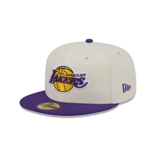 Los Angeles Lakers Chrome White Basic 59FIFTY Fitted Hat - New Era Cap