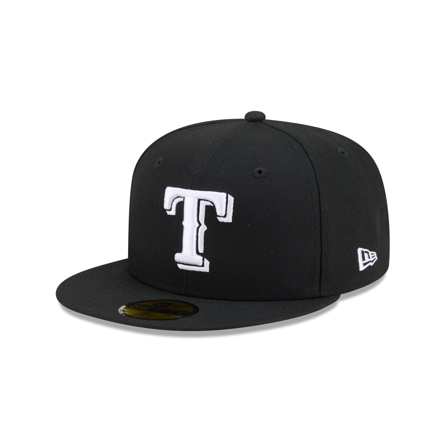 Texas Rangers Black and White Basic 59FIFTY Fitted Hat