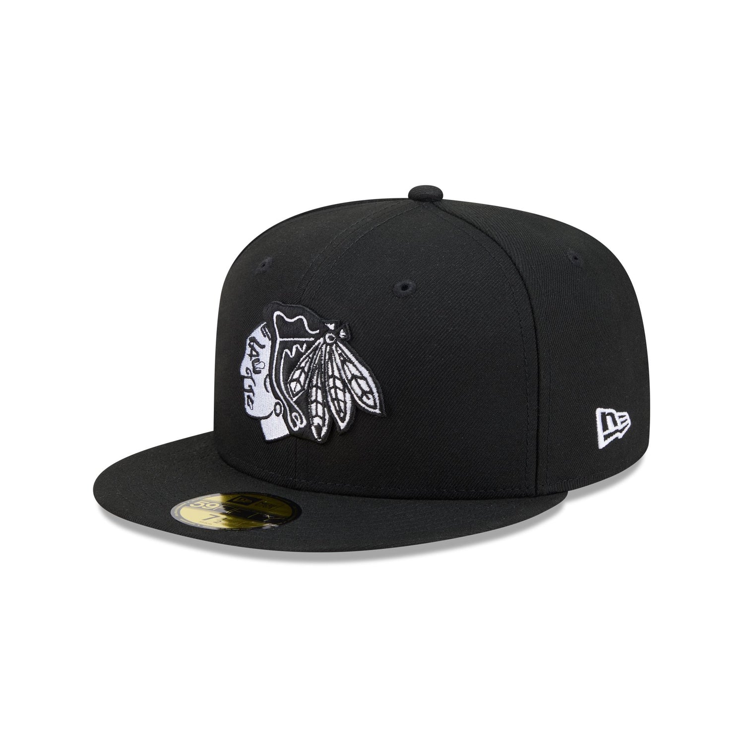 Chicago Blackhawks Black and White Basic 59FIFTY Fitted Hat