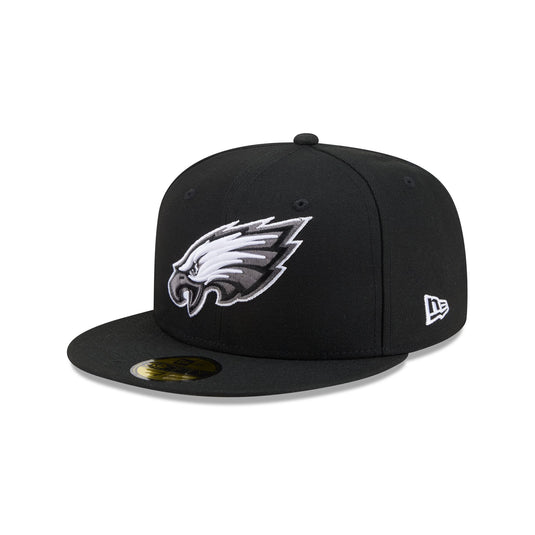 Philadelphia Eagles Black and White Basic 59FIFTY Fitted Hat - New Era Cap