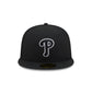 Philadelphia Phillies Black and White Basic 59FIFTY Fitted Hat