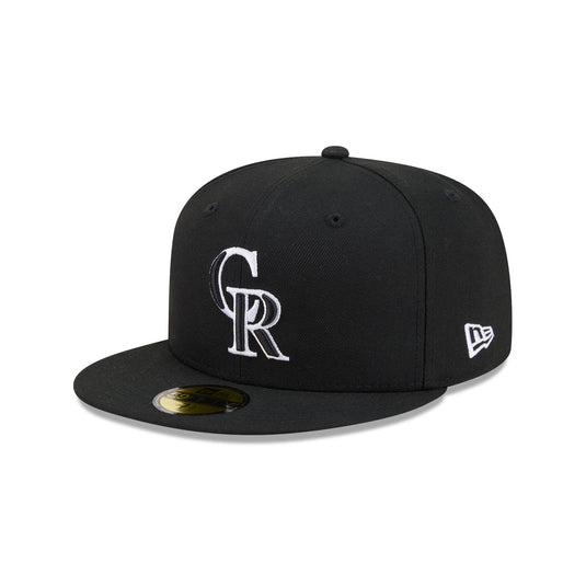 Colorado Rockies Black and White Basic 59FIFTY Fitted Hat - New Era Cap