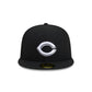 Cincinnati Reds Black and White Basic 59FIFTY Fitted Hat
