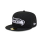 Seattle Seahawks Black and White Basic 59FIFTY Fitted Hat