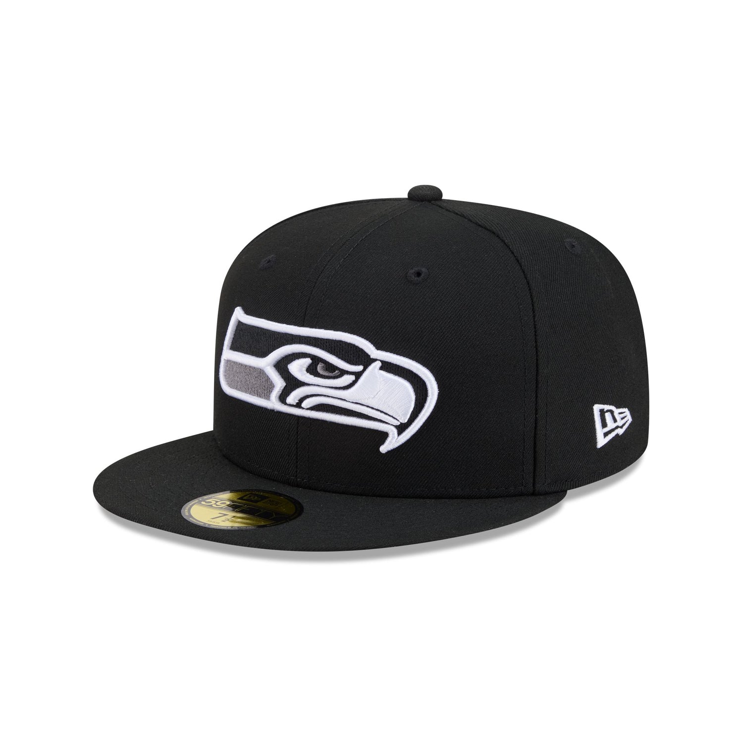 Seattle Seahawks Black and White Basic 59FIFTY Fitted Hat
