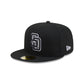 San Diego Padres Black and White Basic 59FIFTY Fitted Hat