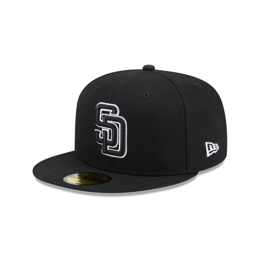 San Diego Padres Black and White Basic 59FIFTY Fitted Hat - New Era Cap