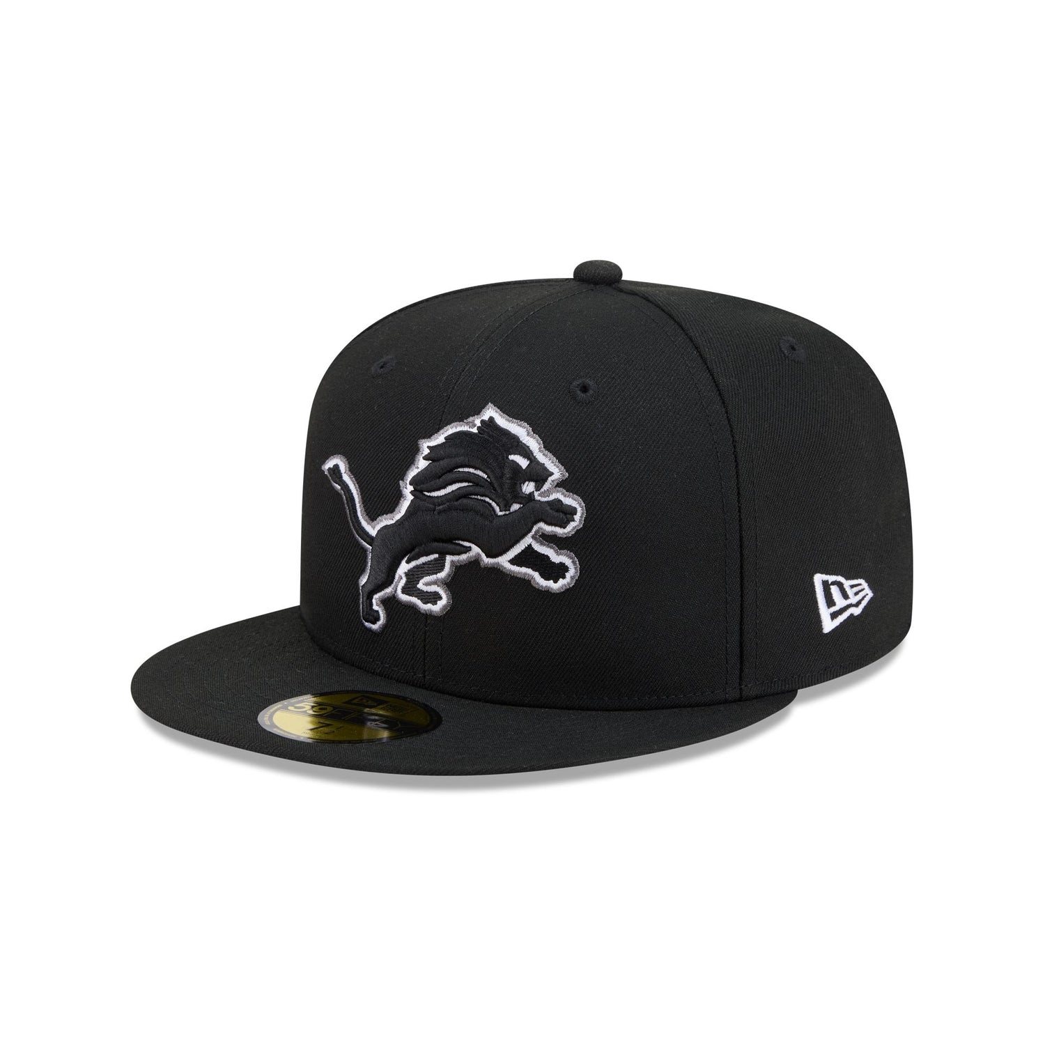 Detroit Lions Black and White Basic 59FIFTY Fitted Hat