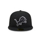 Detroit Lions Black and White Basic 59FIFTY Fitted Hat