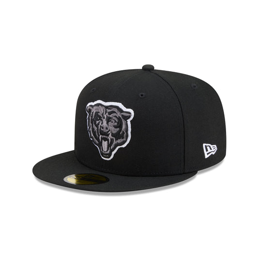Chicago Bears Black and White Basic 59FIFTY Fitted Hat - New Era Cap