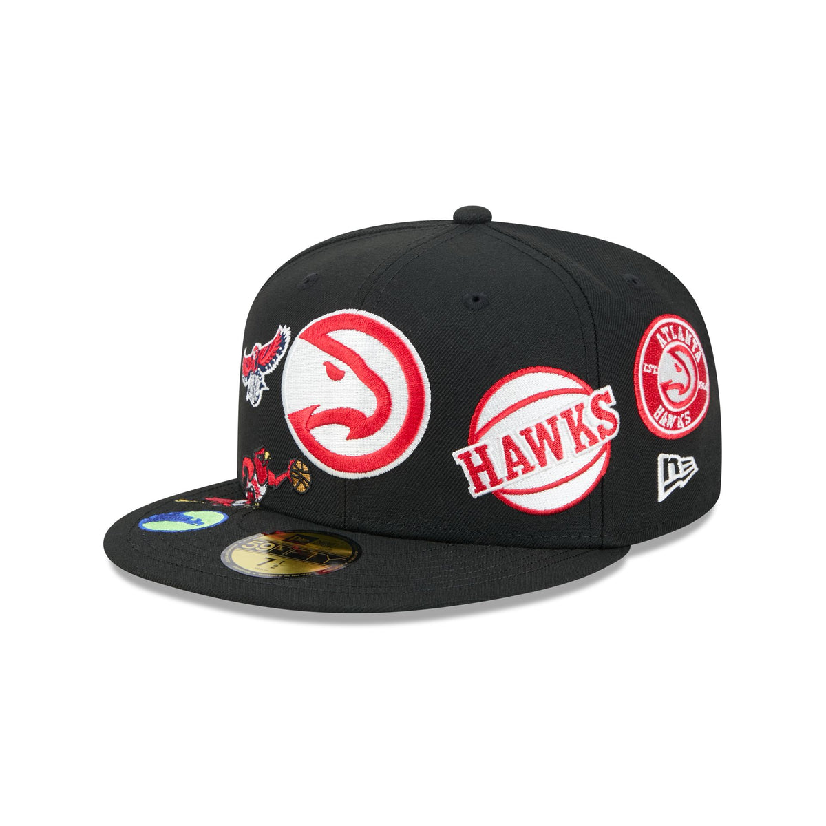 Atlanta Hawks Hardwood Classics Patched Black 59FIFTY Fitted Hat