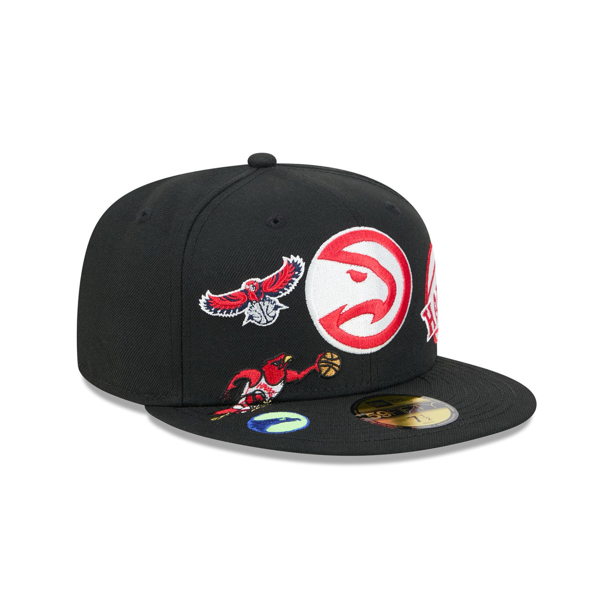 Atlanta Hawks Hardwood Classics Patched Black 59FIFTY Fitted Hat