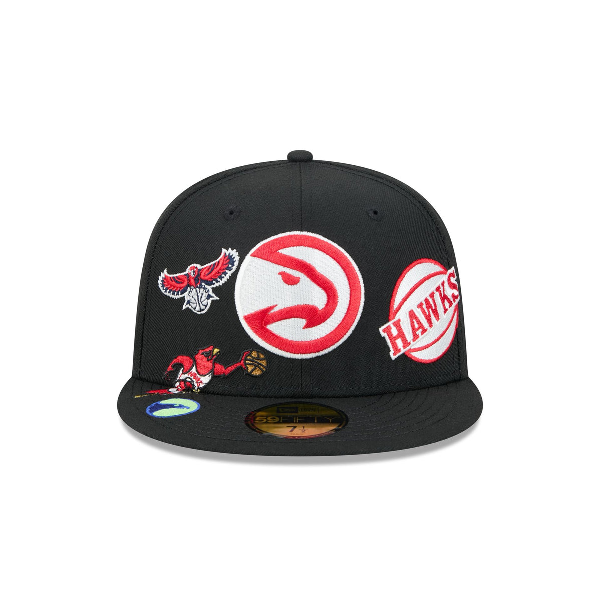 Atlanta Hawks Hardwood Classics Patched Black 59FIFTY Fitted Hat