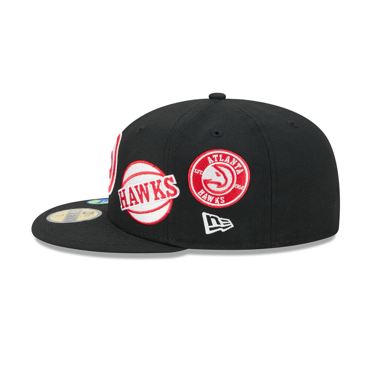 Atlanta Hawks Hardwood Classics Patched Black 59FIFTY Fitted Hat