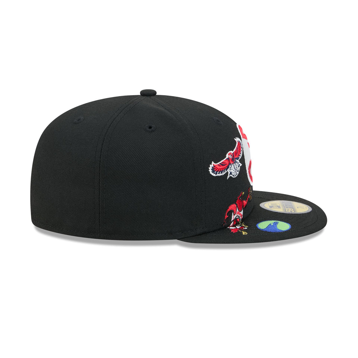 Atlanta Hawks Hardwood Classics Patched Black 59FIFTY Fitted Hat