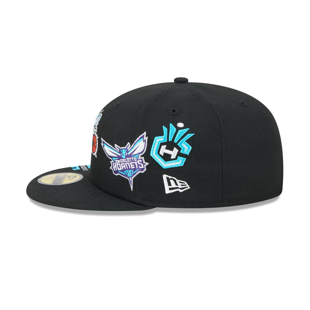 Charlotte Hornets Hardwood Classics Patched Black 59FIFTY Fitted Hat