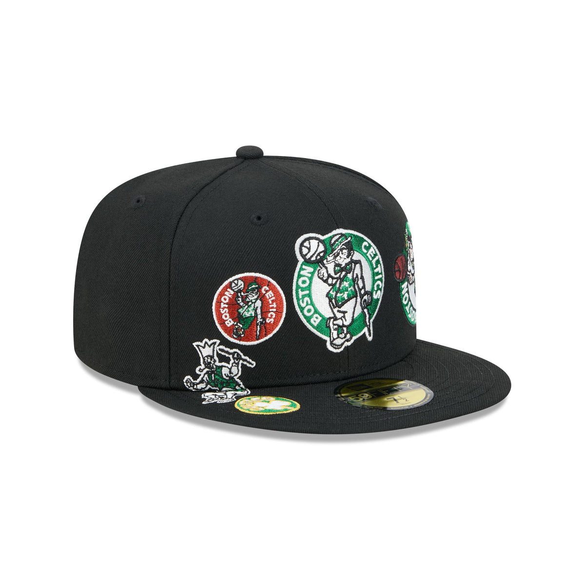 Boston Celtics Hardwood Classics Patched Black 59FIFTY Fitted Hat