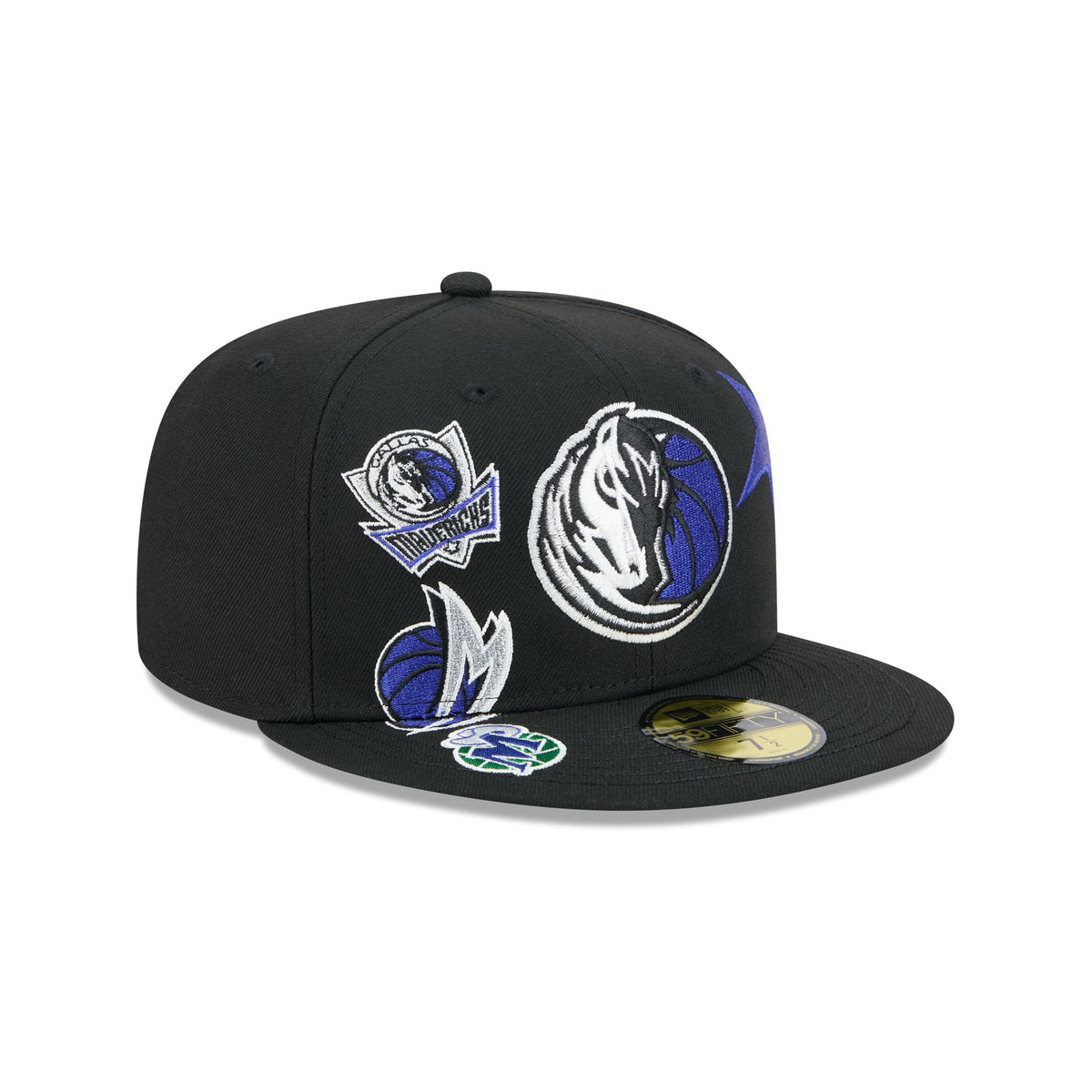 Dallas Mavericks Hardwood Classics Patched Black 59FIFTY Fitted Hat