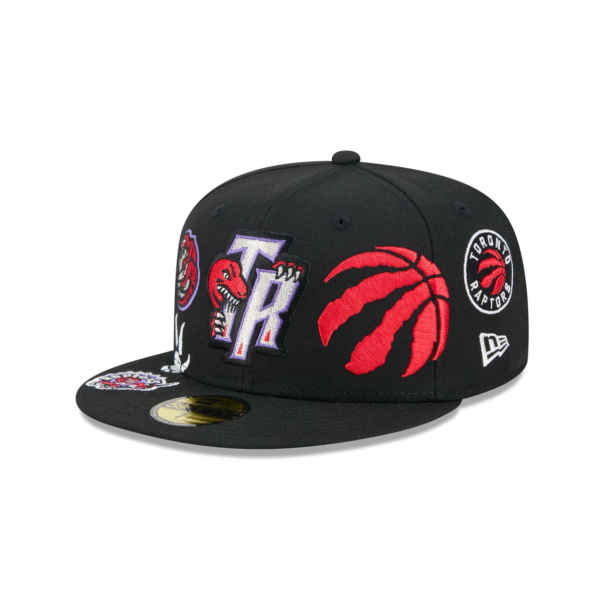Toronto Raptors Hardwood Classics Patched Black 59FIFTY Fitted Hat