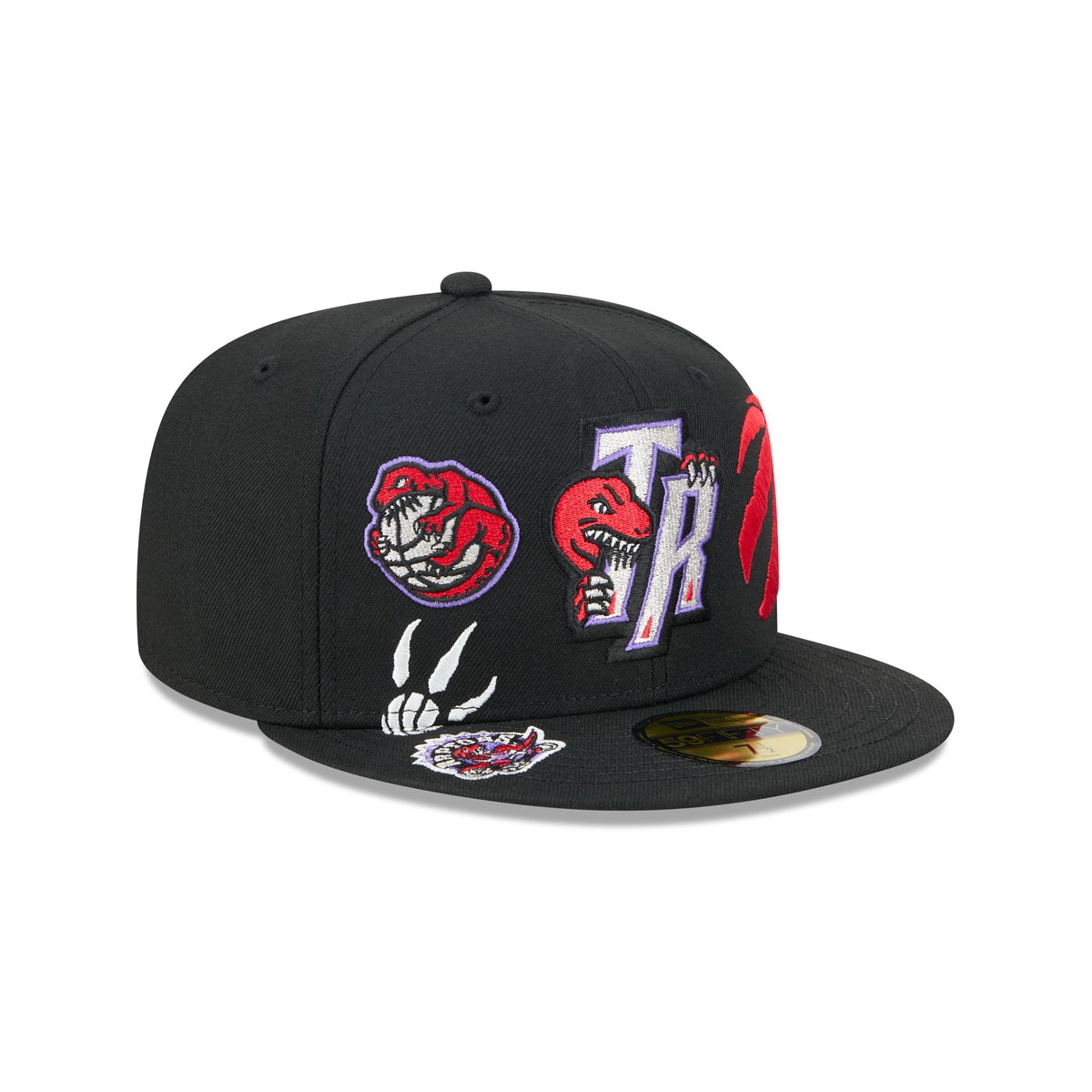 Toronto Raptors Hardwood Classics Patched Black 59FIFTY Fitted Hat