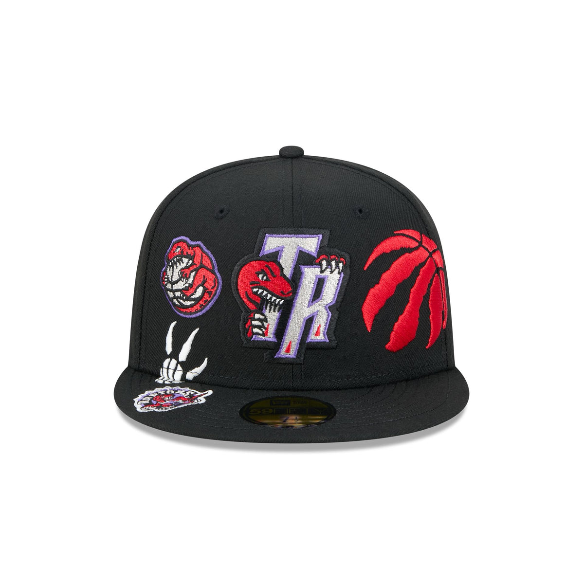 Toronto Raptors Hardwood Classics Patched Black 59FIFTY Fitted Hat