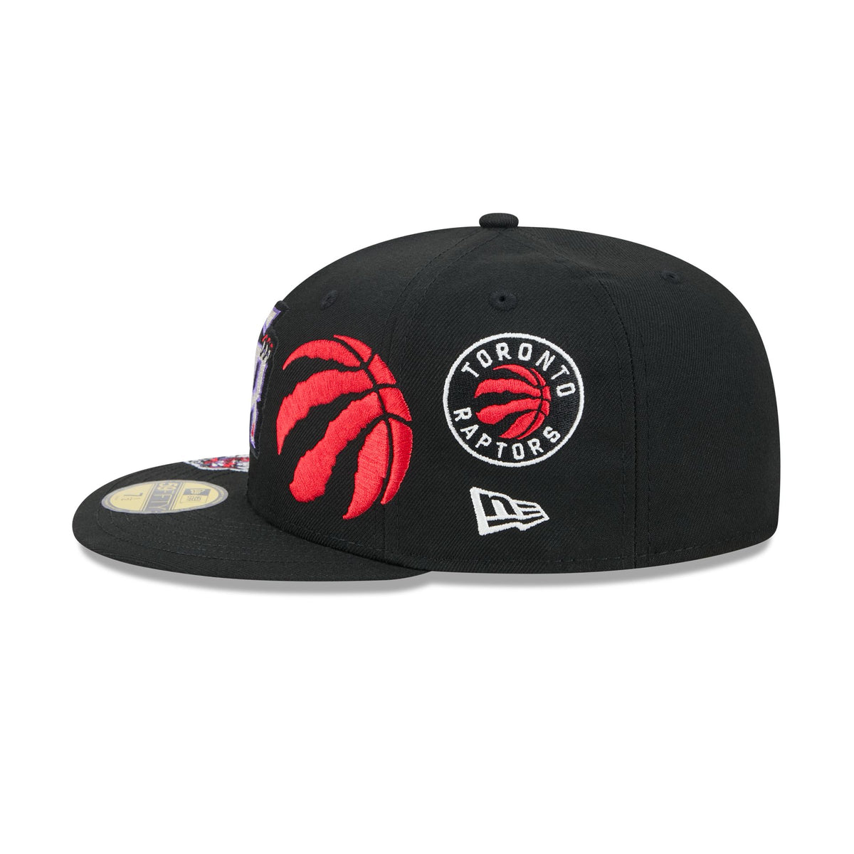 Toronto Raptors Hardwood Classics Patched Black 59FIFTY Fitted Hat