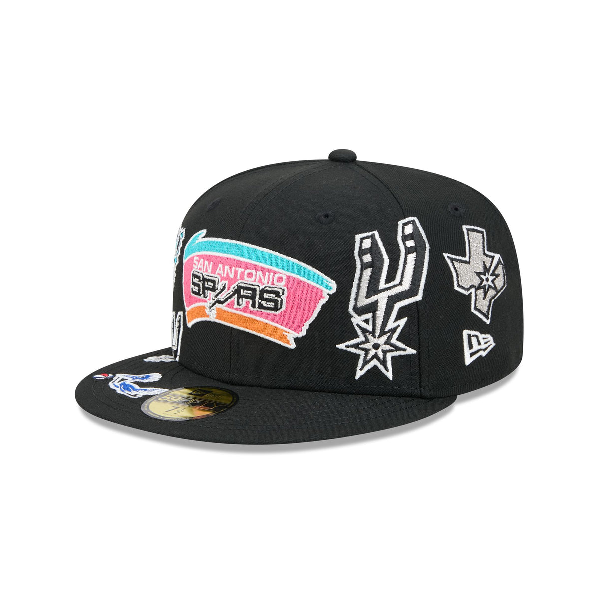 San Antonio Spurs Hardwood Classics Patched Black 59FIFTY Fitted Hat