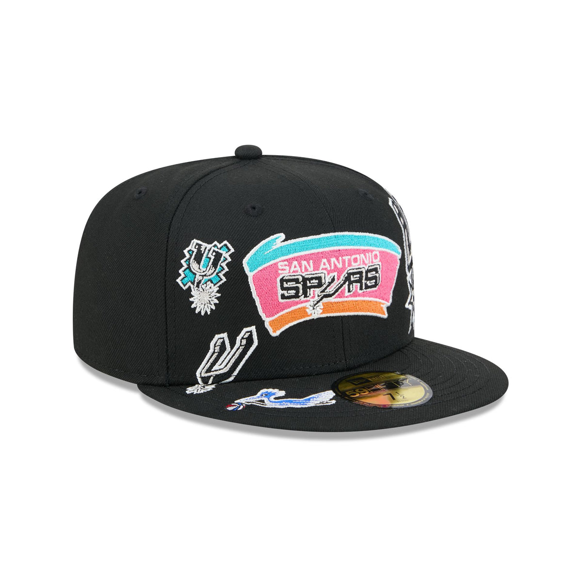 San Antonio Spurs Hardwood Classics Patched Black 59FIFTY Fitted Hat