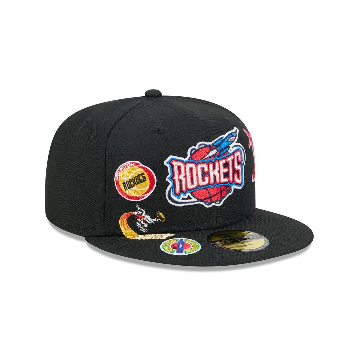 Houston Rockets Hardwood Classics Patched Black 59FIFTY Fitted Hat