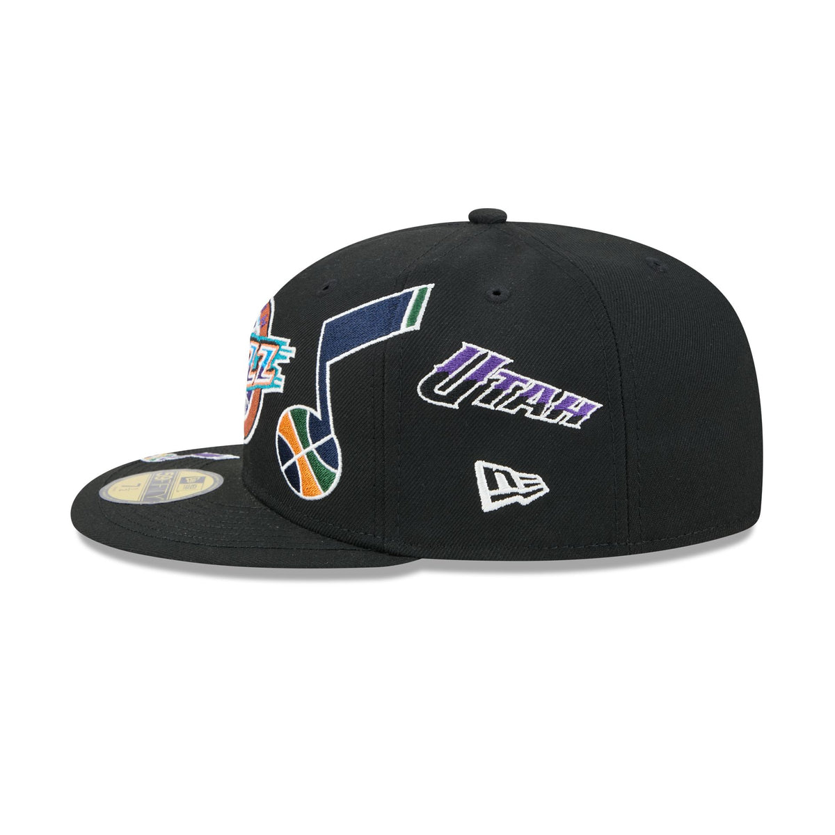 Utah Jazz Hardwood Classics Patched Black 59FIFTY Fitted Hat