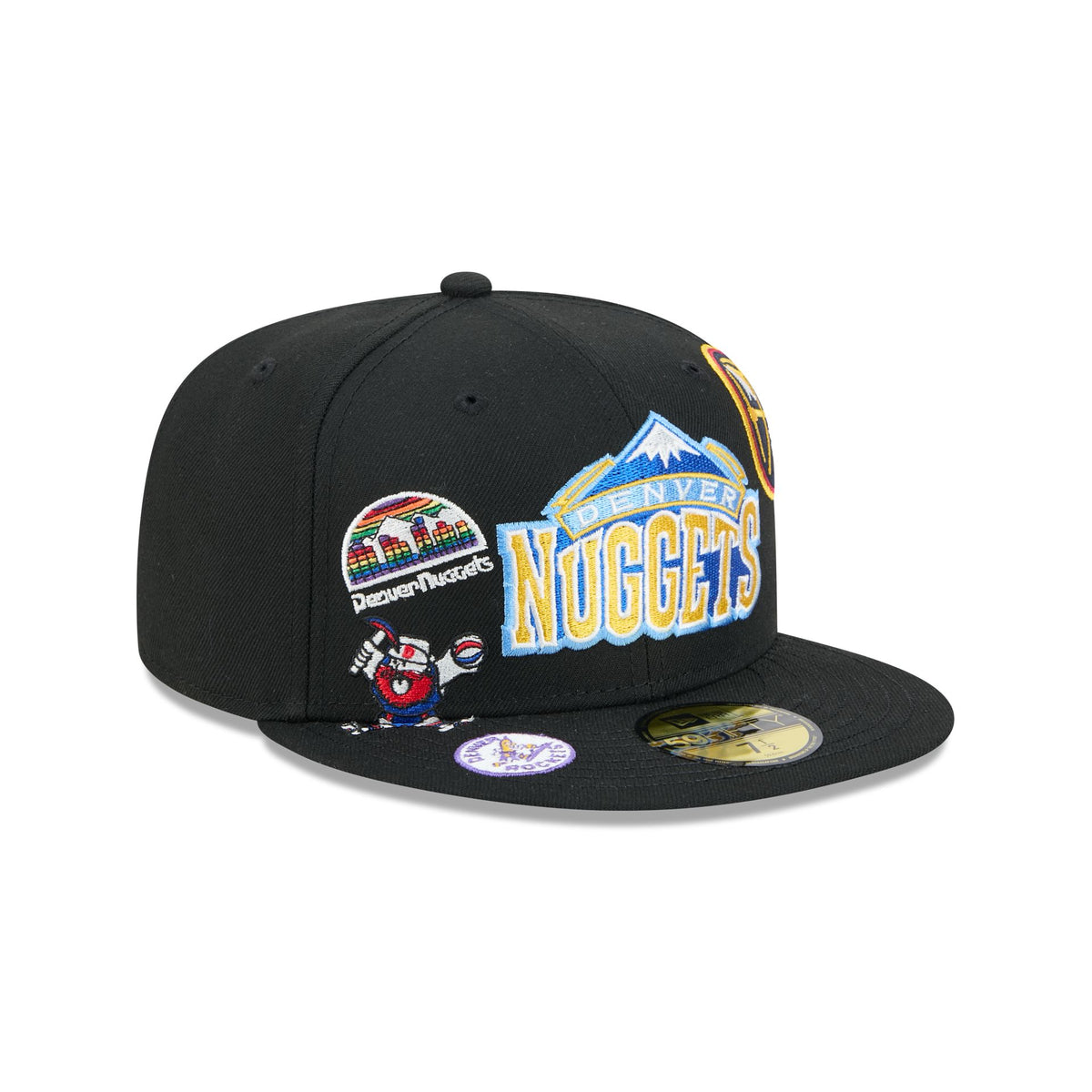 Denver Nuggets Hardwood Classics Patched Black 59FIFTY Fitted Hat