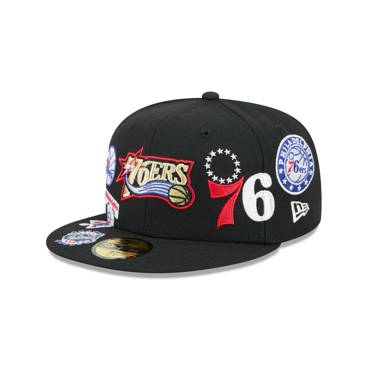 Philadelphia 76ers Hardwood Classics Patched Black 59FIFTY Fitted Hat