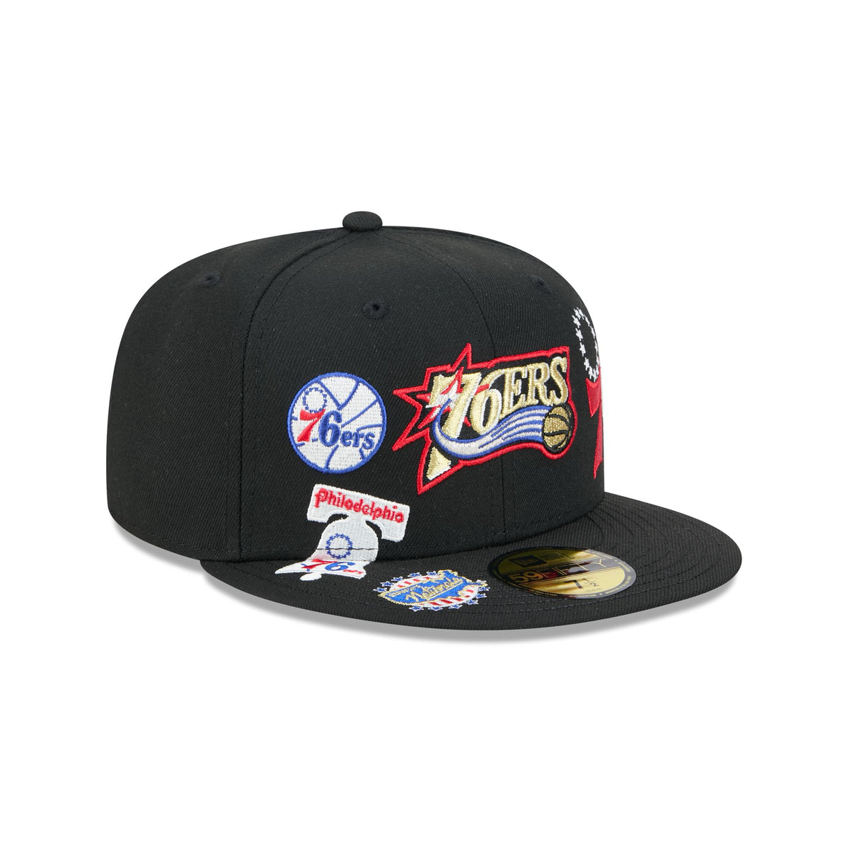 Philadelphia 76ers Hardwood Classics Patched Black 59FIFTY Fitted Hat