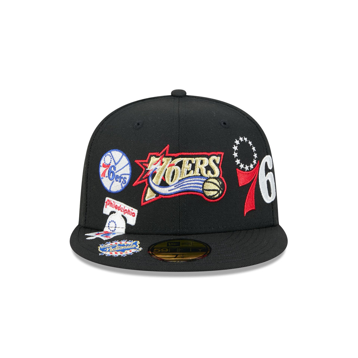 Philadelphia 76ers Hardwood Classics Patched Black 59FIFTY Fitted Hat