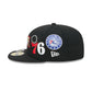 Philadelphia 76ers Hardwood Classics Patched Black 59FIFTY Fitted Hat